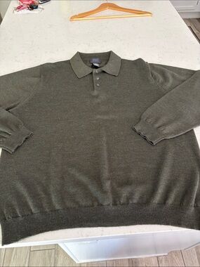 St. John Men's Olive Green Polo Sweater
